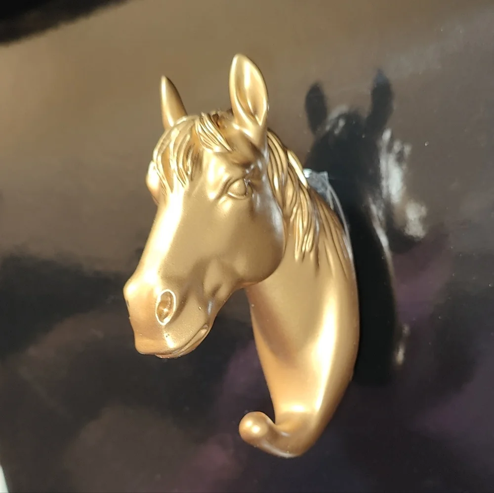 Decorative Golden Horse Head PVC Wall Hook